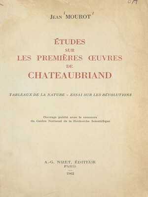 cover image of Études sur les premières œuvres de Châteaubriand